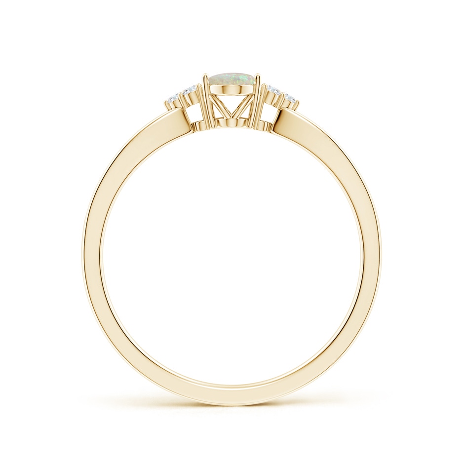 6x4mm AAA Solitaire Oval Opal Split Shank Ring with Trio Diamonds in Yellow Gold side-1