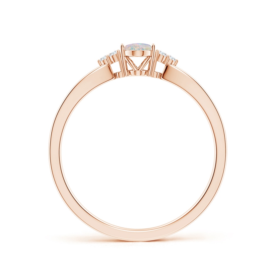6x4mm AAAA Solitaire Oval Opal Split Shank Ring with Trio Diamonds in 9K Rose Gold product image