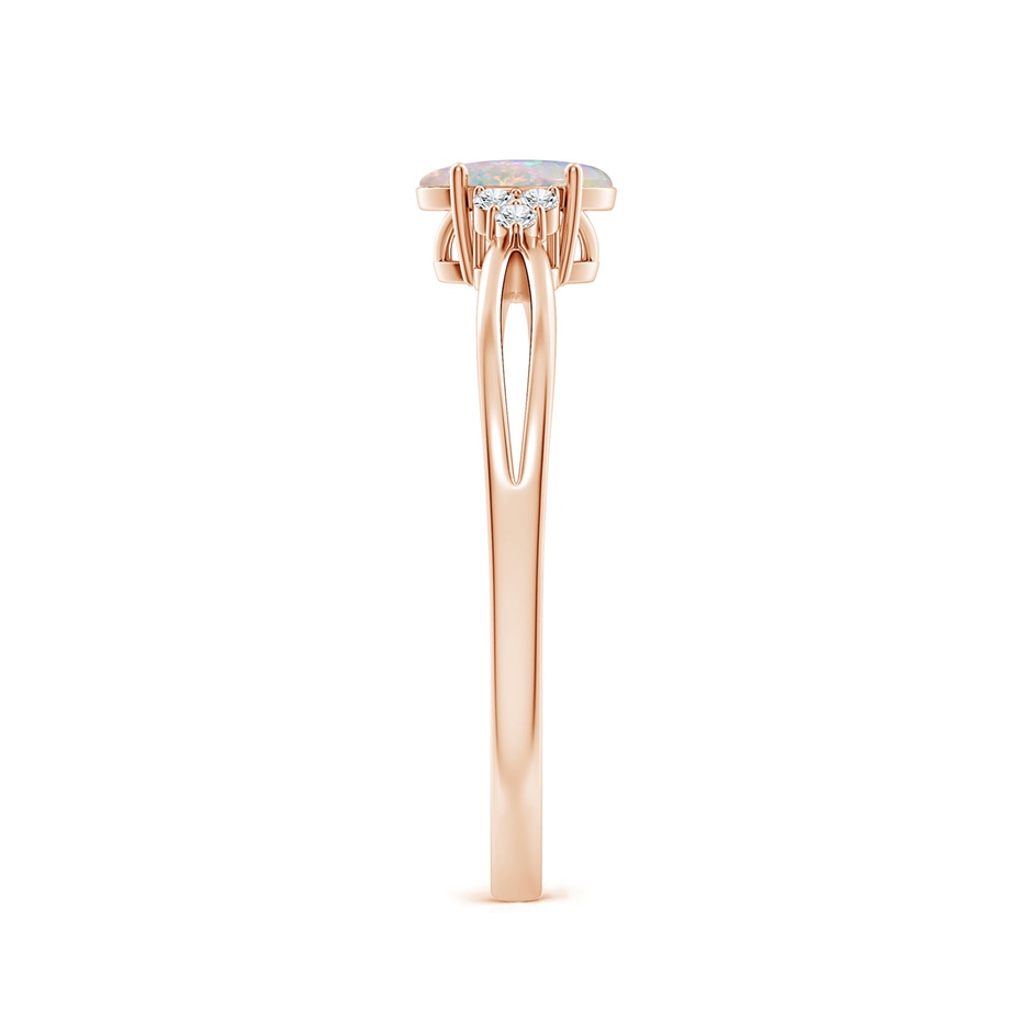 6x4mm AAAA Solitaire Oval Opal Split Shank Ring with Trio Diamonds in 9K Rose Gold product image