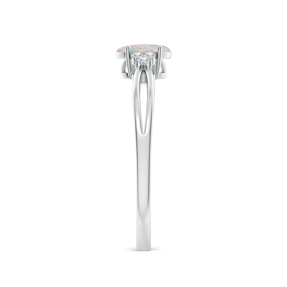 6x4mm AAAA Solitaire Oval Opal Split Shank Ring with Trio Diamonds in 9K White Gold product image