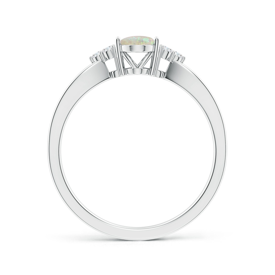 7x5mm AAA Solitaire Oval Opal Split Shank Ring with Trio Diamonds in P950 Platinum side-1