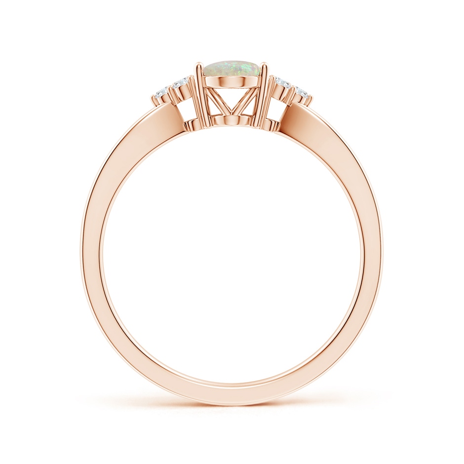 7x5mm AAA Solitaire Oval Opal Split Shank Ring with Trio Diamonds in Rose Gold side-1