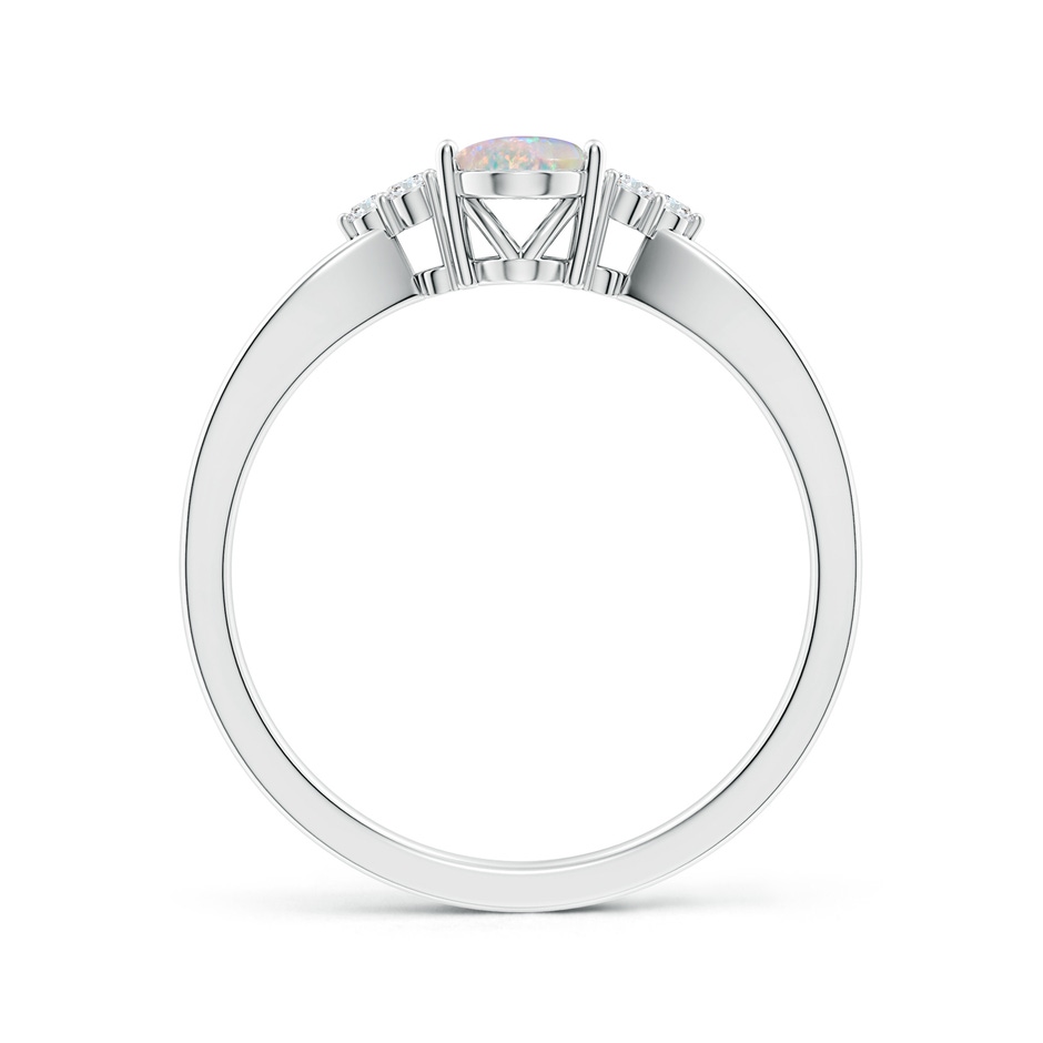 7x5mm AAAA Solitaire Oval Opal Split Shank Ring with Trio Diamonds in P950 Platinum side-1