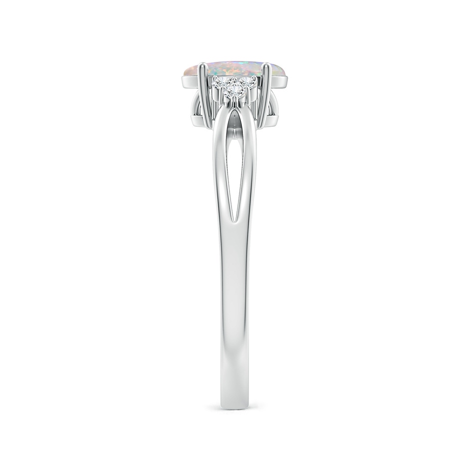 7x5mm AAAA Solitaire Oval Opal Split Shank Ring with Trio Diamonds in P950 Platinum side-2