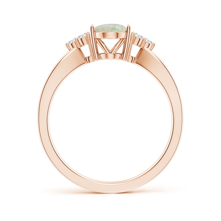 8x6mm AAA Solitaire Oval Opal Split Shank Ring with Trio Diamonds in Rose Gold side-1