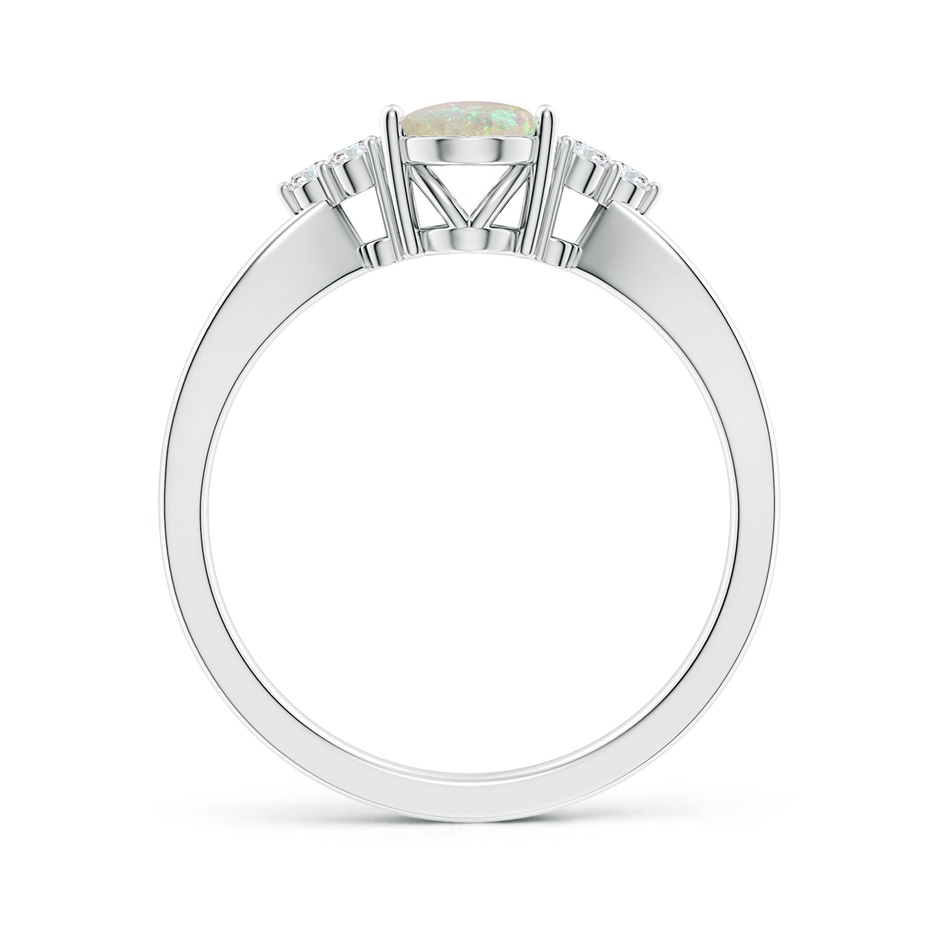 8x6mm AAA Solitaire Oval Opal Split Shank Ring with Trio Diamonds in White Gold side-1