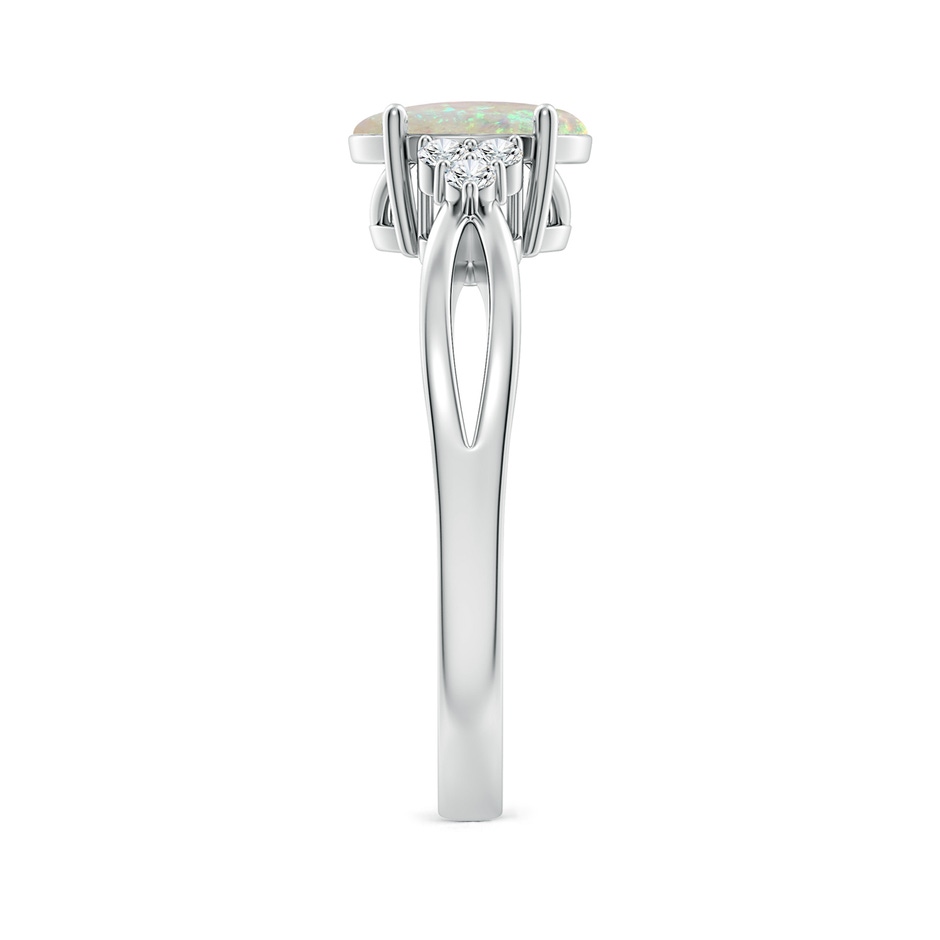 8x6mm AAA Solitaire Oval Opal Split Shank Ring with Trio Diamonds in White Gold side-2