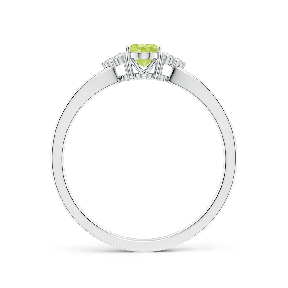 6x4mm A Solitaire Oval Peridot Split Shank Ring with Trio Diamonds in P950 Platinum side-1