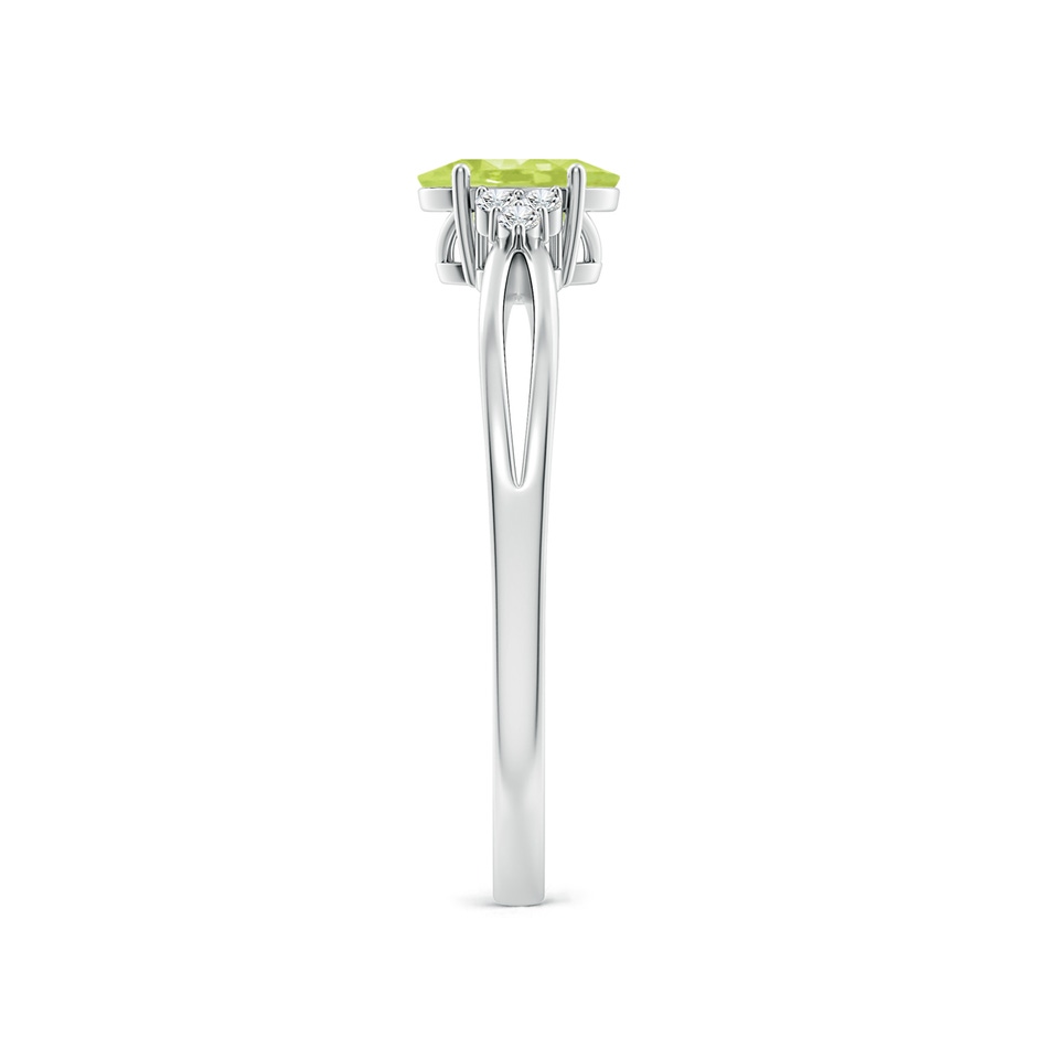 6x4mm A Solitaire Oval Peridot Split Shank Ring with Trio Diamonds in P950 Platinum side-2