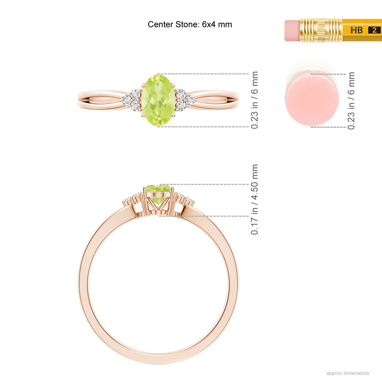 A - Peridot / 0.54 CT / 14 KT Rose Gold