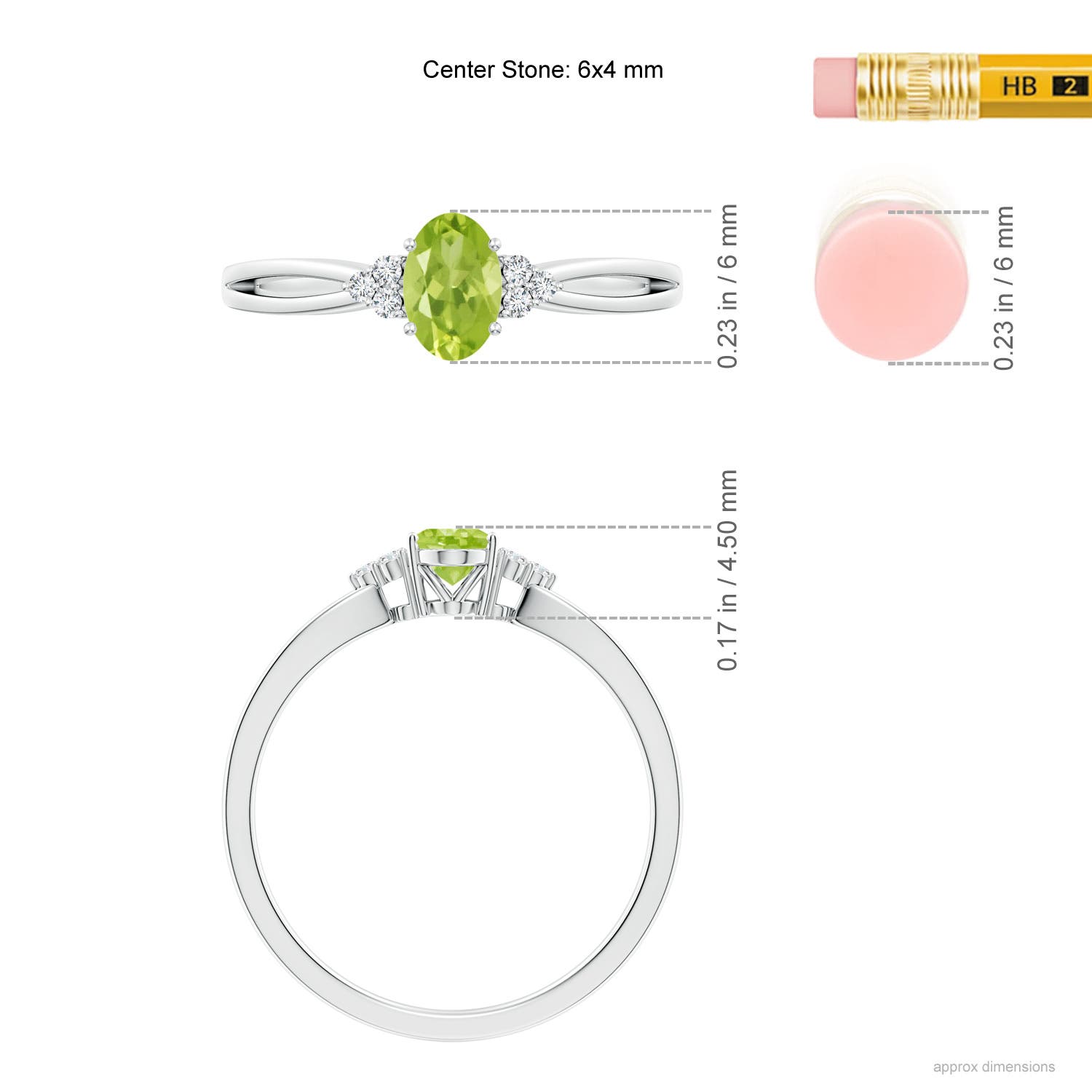 AA - Peridot / 0.54 CT / 14 KT White Gold