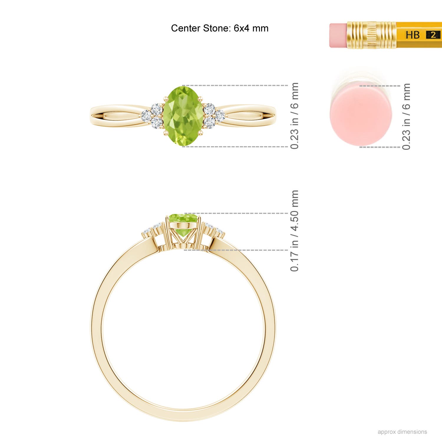 AA - Peridot / 0.54 CT / 14 KT Yellow Gold