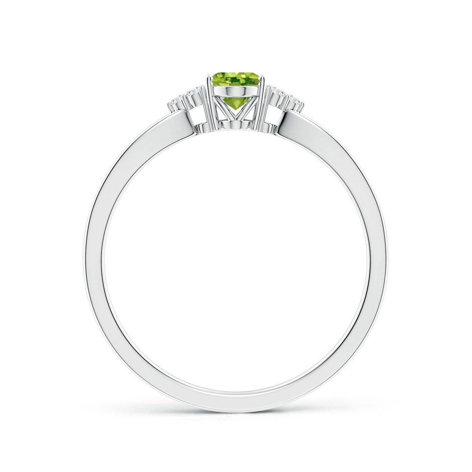 6x4mm AAA Solitaire Oval Peridot Split Shank Ring with Trio Diamonds in 9K White Gold product image