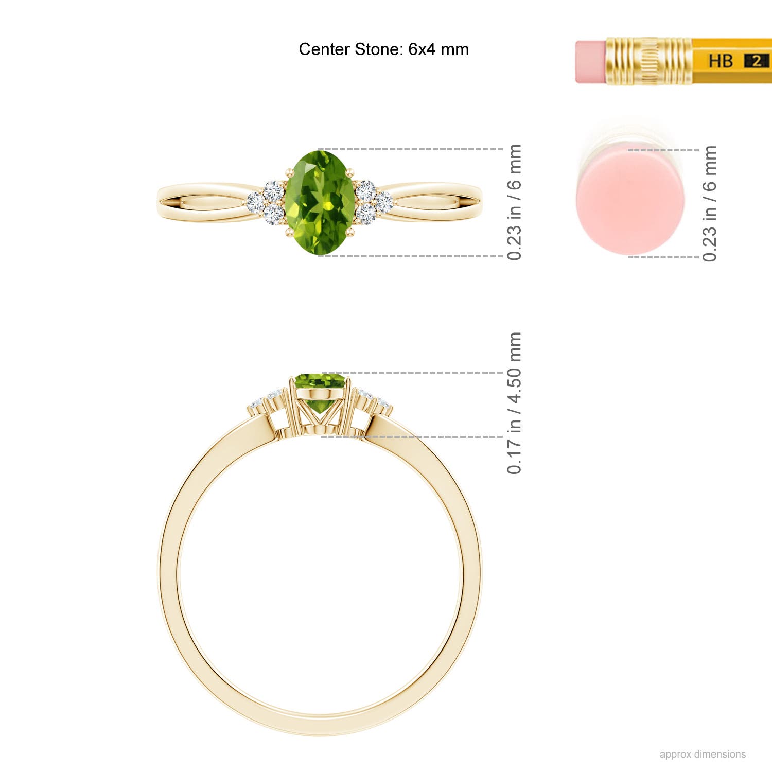 AAAA - Peridot / 0.54 CT / 14 KT Yellow Gold