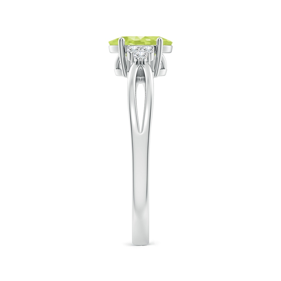 7x5mm A Solitaire Oval Peridot Split Shank Ring with Trio Diamonds in P950 Platinum side-2
