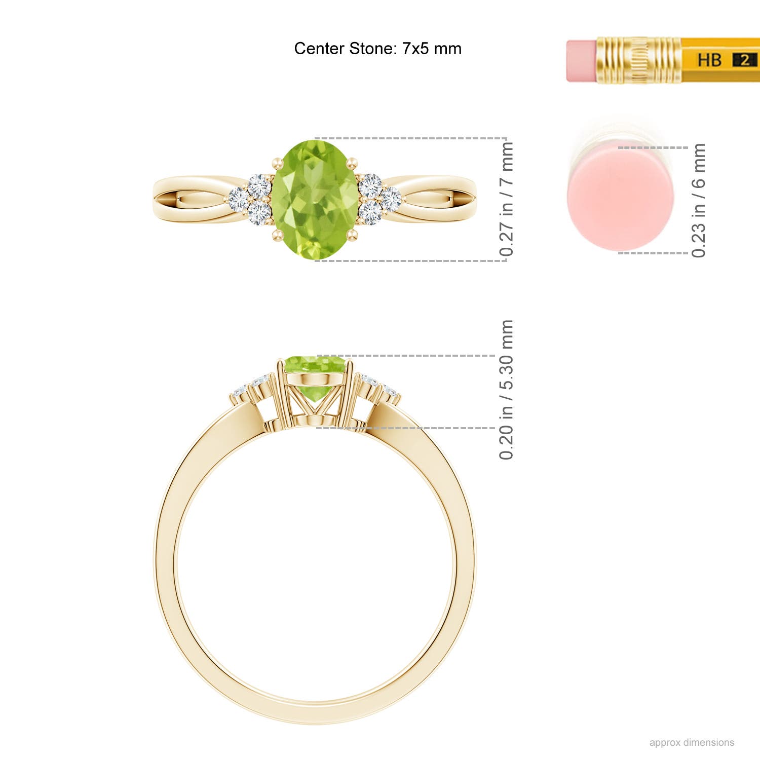 AA - Peridot / 0.92 CT / 14 KT Yellow Gold