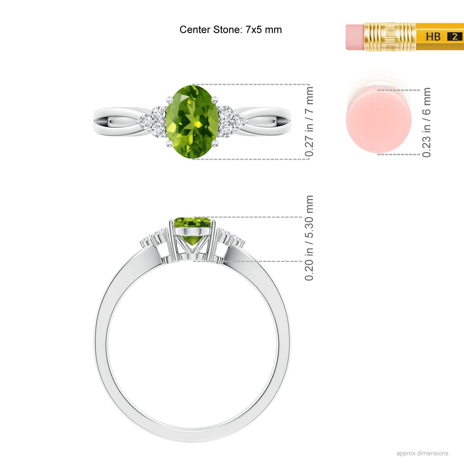 AAAA - Peridot / 0.92 CT / 14 KT White Gold