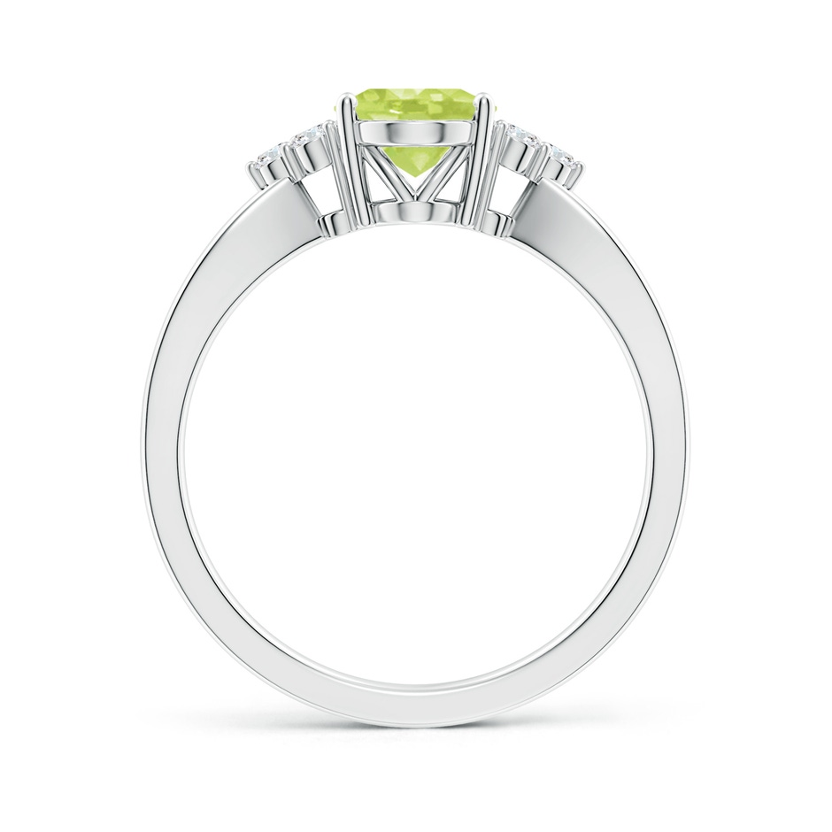 8x6mm A Solitaire Oval Peridot Split Shank Ring with Trio Diamonds in P950 Platinum side-1