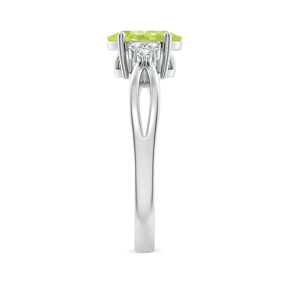8x6mm A Solitaire Oval Peridot Split Shank Ring with Trio Diamonds in P950 Platinum side-2