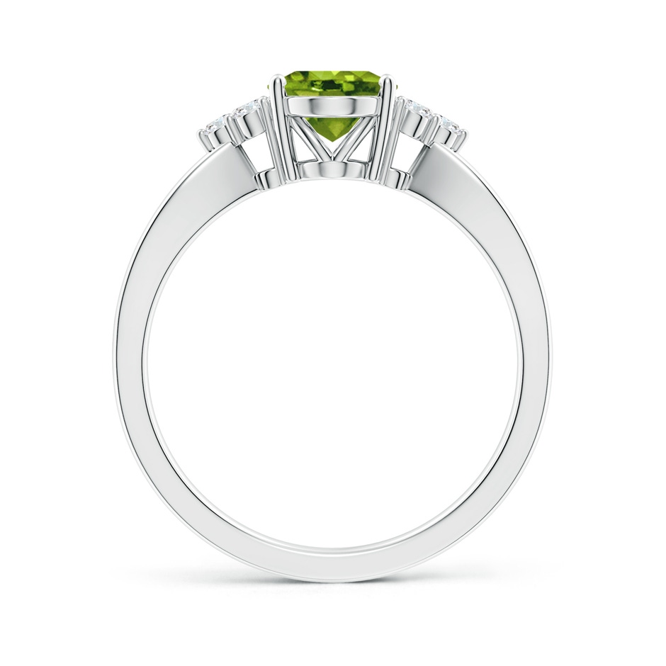 8x6mm AAAA Solitaire Oval Peridot Split Shank Ring with Trio Diamonds in P950 Platinum side-1