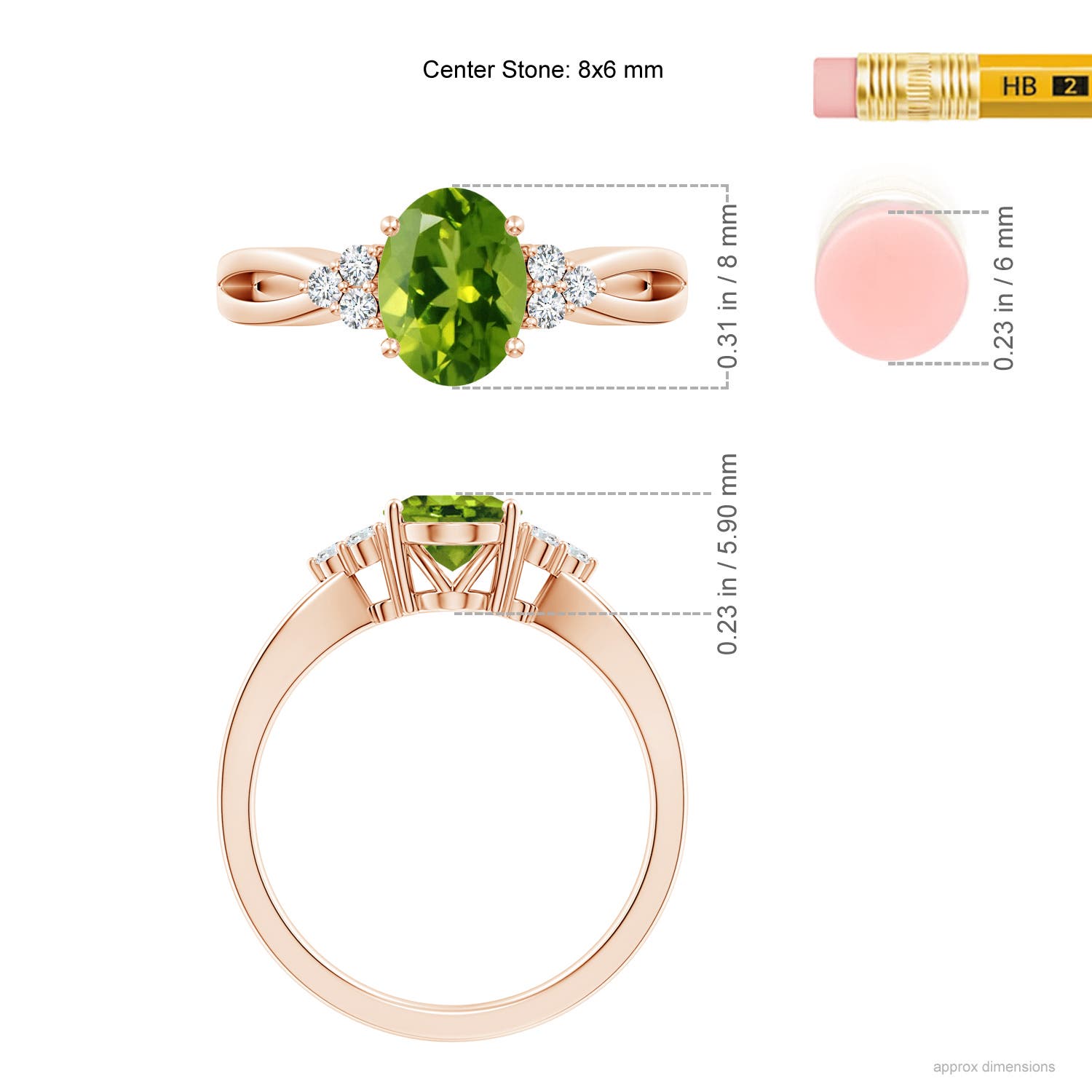 AAAA - Peridot / 1.43 CT / 14 KT Rose Gold