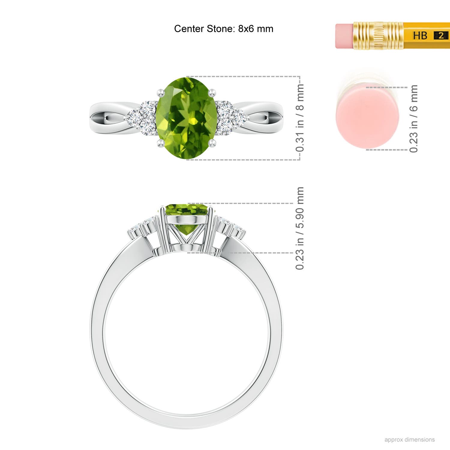 AAAA - Peridot / 1.43 CT / 14 KT White Gold