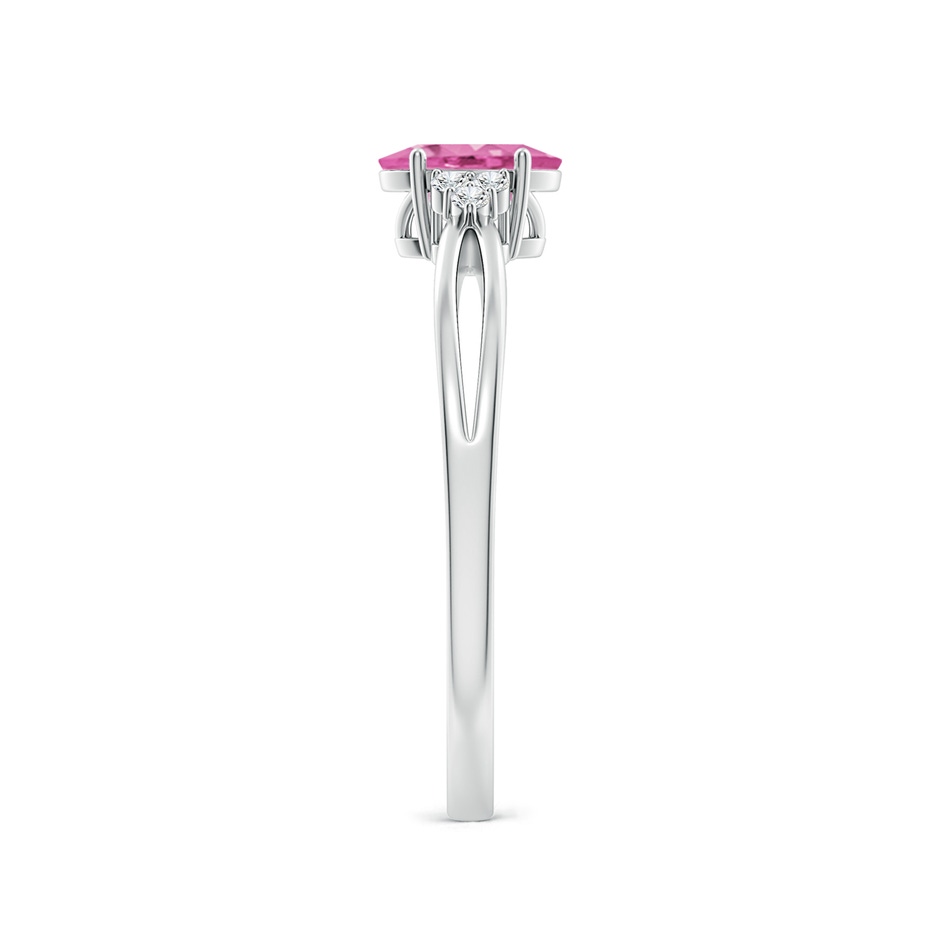 6x4mm AA Oval Pink Sapphire Split Shank Ring with Trio Diamonds in P950 Platinum side-2