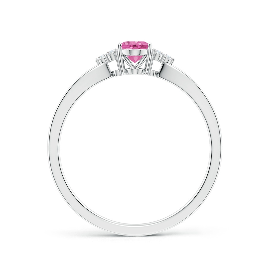 6x4mm AA Oval Pink Sapphire Split Shank Ring with Trio Diamonds in White Gold side-1