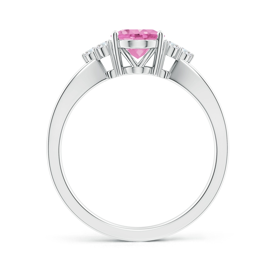 8x6mm A Oval Pink Sapphire Split Shank Ring with Trio Diamonds in P950 Platinum side-1