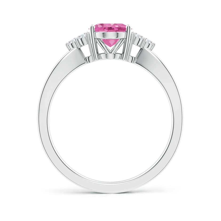 8x6mm AA Oval Pink Sapphire Split Shank Ring with Trio Diamonds in White Gold side-1