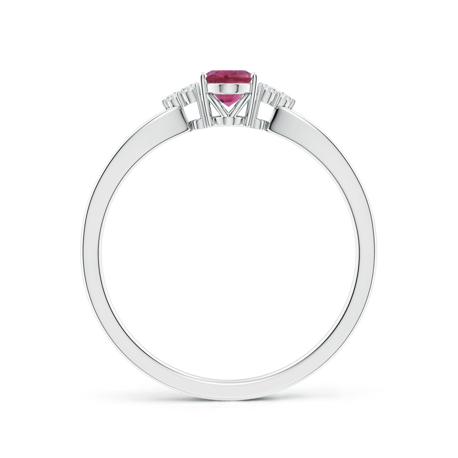 6x4mm AAA Oval Pink Tourmaline Split Shank Ring with Trio Diamonds in White Gold side 199
