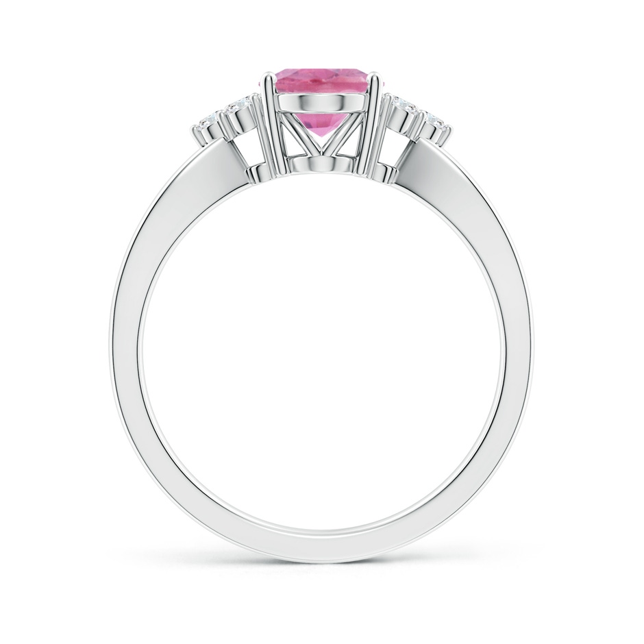 8x6mm A Oval Pink Tourmaline Split Shank Ring with Trio Diamonds in White Gold side 199