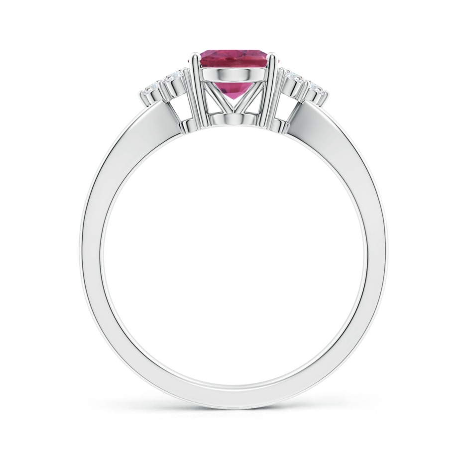 8x6mm AAA Oval Pink Tourmaline Split Shank Ring with Trio Diamonds in White Gold side 199