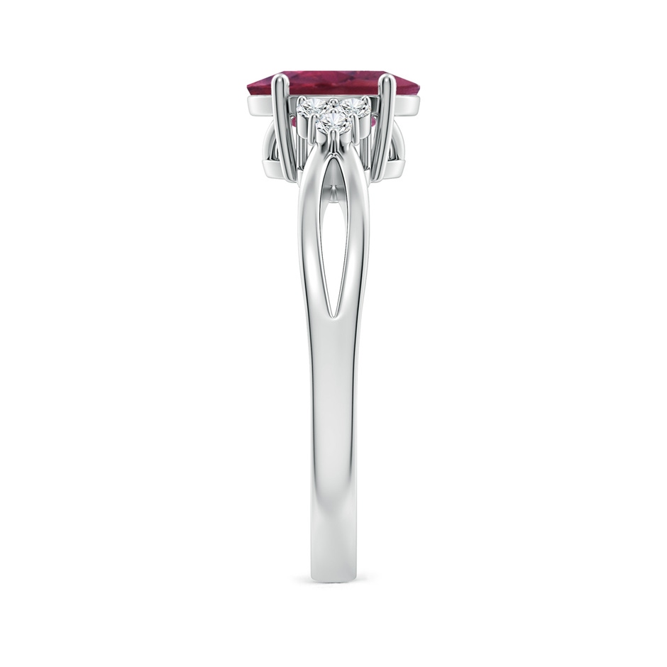 8x6mm AAAA Oval Pink Tourmaline Split Shank Ring with Trio Diamonds in P950 Platinum side 299
