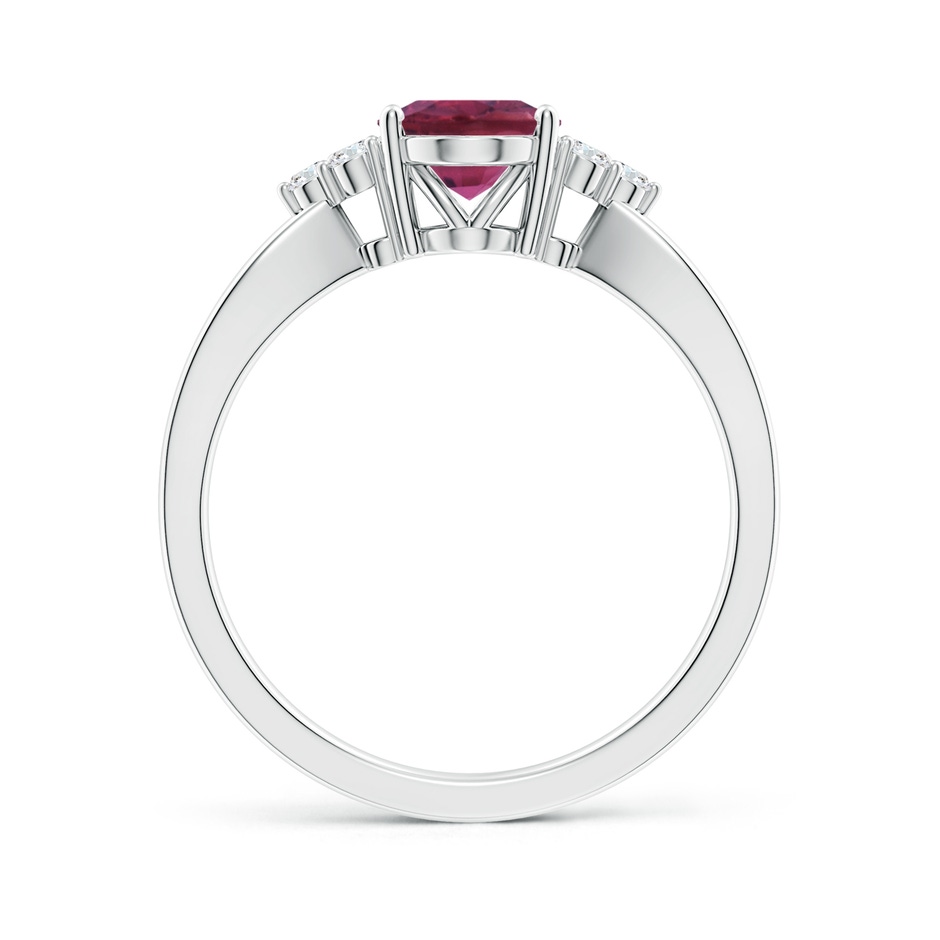 8x6mm AAAA Oval Pink Tourmaline Split Shank Ring with Trio Diamonds in White Gold side 199