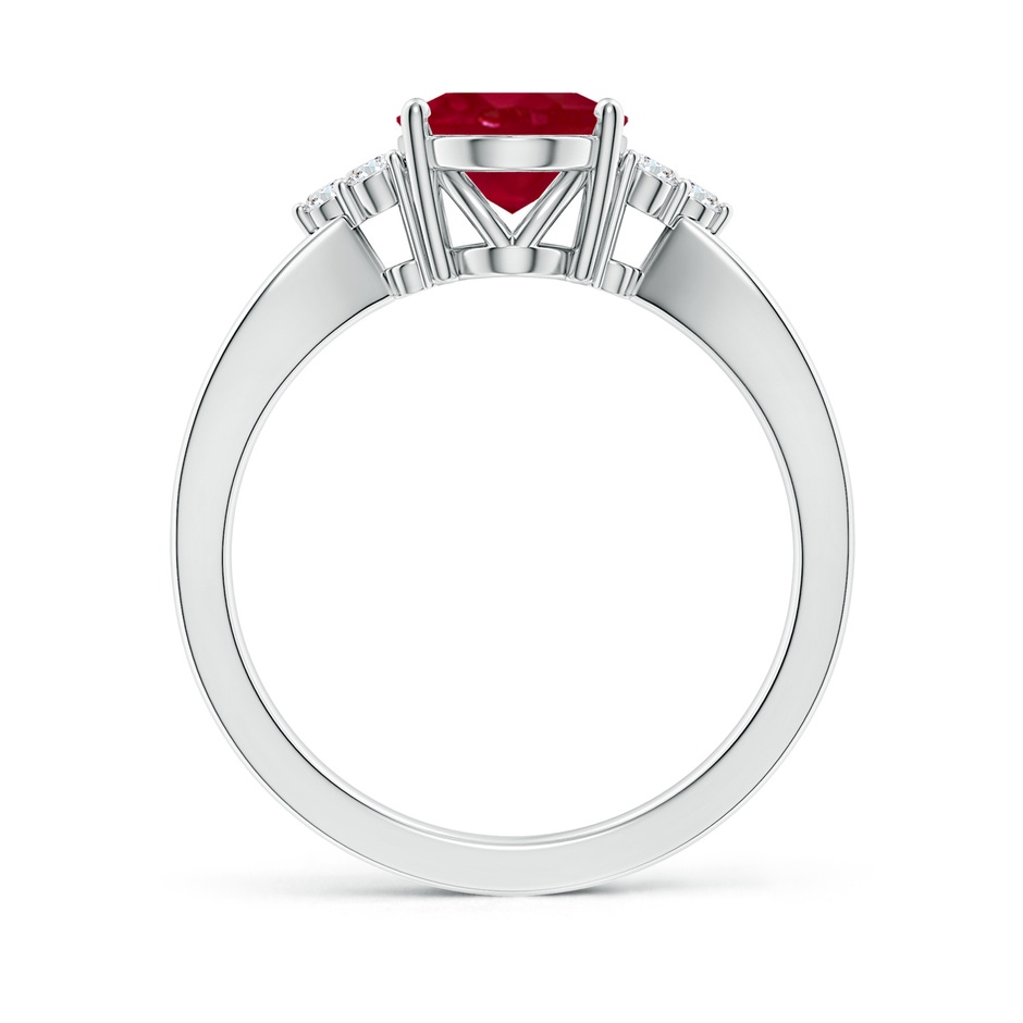 10x8mm AA Solitaire Oval Ruby Split Shank Ring with Trio Diamonds in S999 Silver side 199