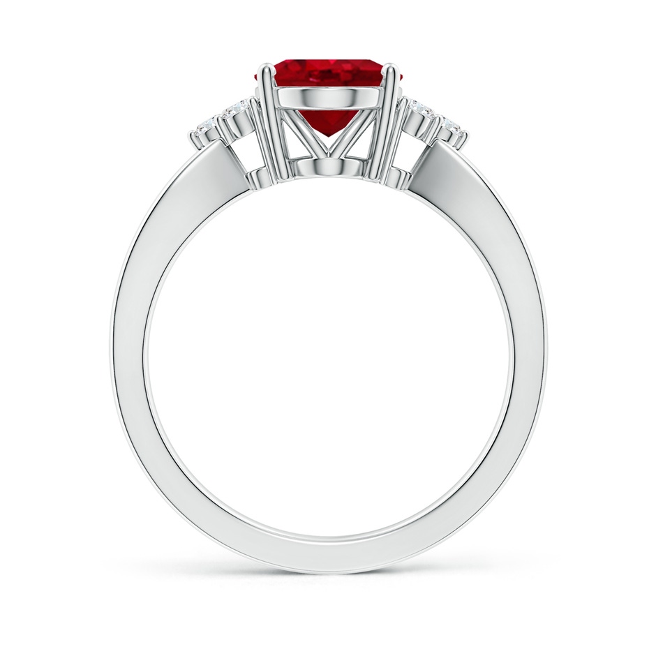 10x8mm AAA Solitaire Oval Ruby Split Shank Ring with Trio Diamonds in P950 Platinum side 199