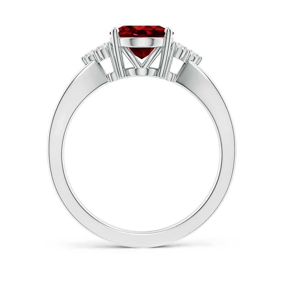 10x8mm AAAA Solitaire Oval Ruby Split Shank Ring with Trio Diamonds in P950 Platinum side 199