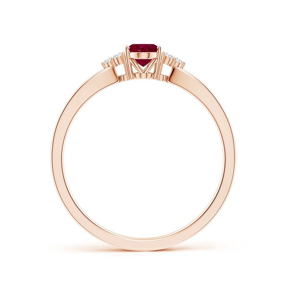 6x4mm A Solitaire Oval Ruby Split Shank Ring with Trio Diamonds in Rose Gold side 199