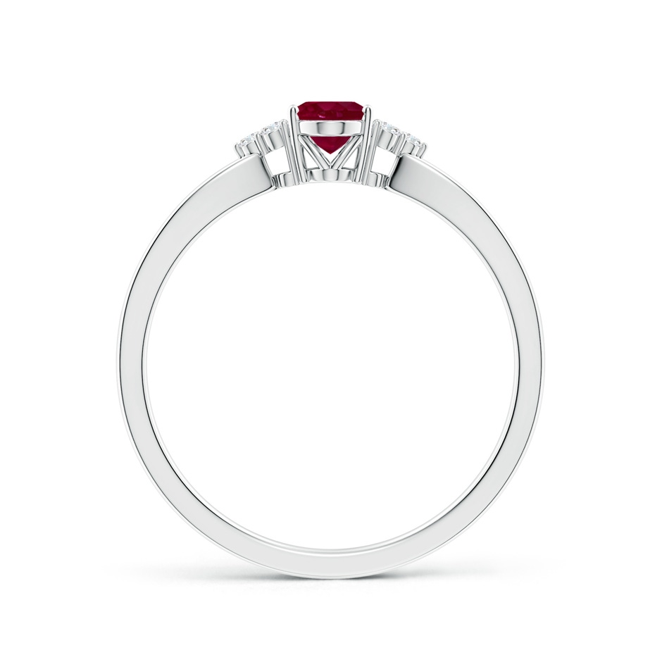 6x4mm A Solitaire Oval Ruby Split Shank Ring with Trio Diamonds in White Gold side 199