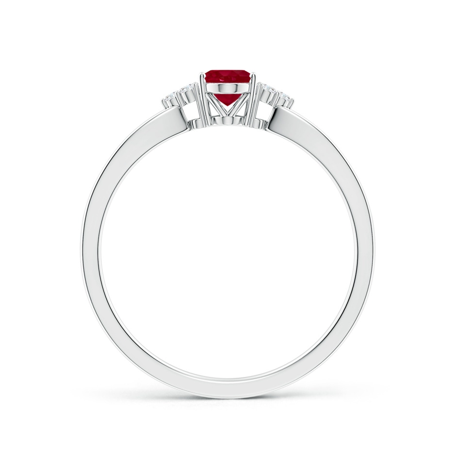 6x4mm AA Solitaire Oval Ruby Split Shank Ring with Trio Diamonds in S999 Silver side 199