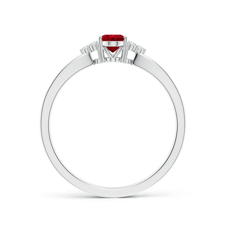 6x4mm AAA Solitaire Oval Ruby Split Shank Ring with Trio Diamonds in White Gold side 199