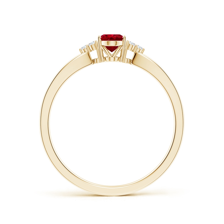 6x4mm AAA Solitaire Oval Ruby Split Shank Ring with Trio Diamonds in Yellow Gold side 199