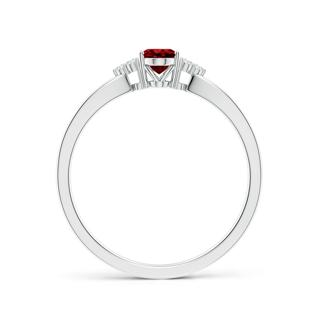 6x4mm AAAA Solitaire Oval Ruby Split Shank Ring with Trio Diamonds in P950 Platinum - side 199