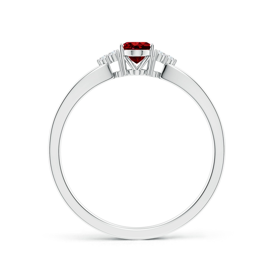 6x4mm AAAA Solitaire Oval Ruby Split Shank Ring with Trio Diamonds in P950 Platinum side 199