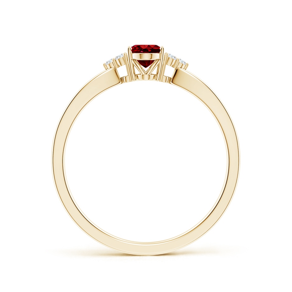 6x4mm AAAA Solitaire Oval Ruby Split Shank Ring with Trio Diamonds in Yellow Gold side 199