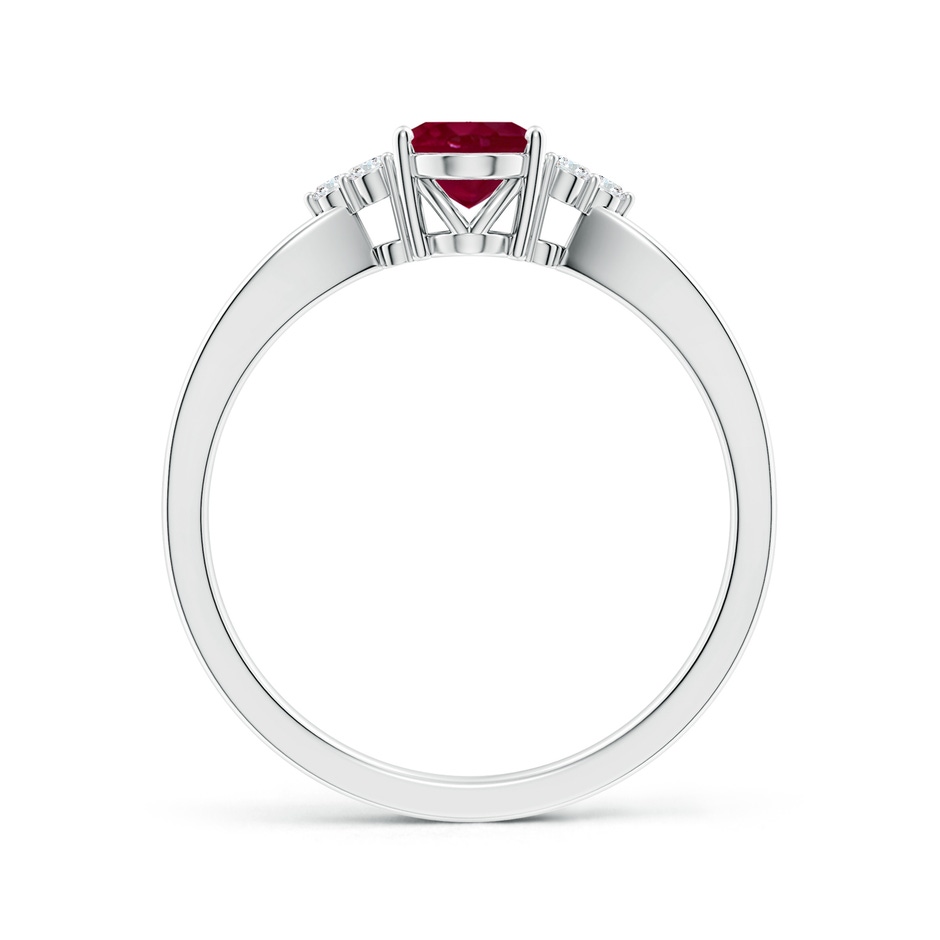 7x5mm A Solitaire Oval Ruby Split Shank Ring with Trio Diamonds in P950 Platinum side 199