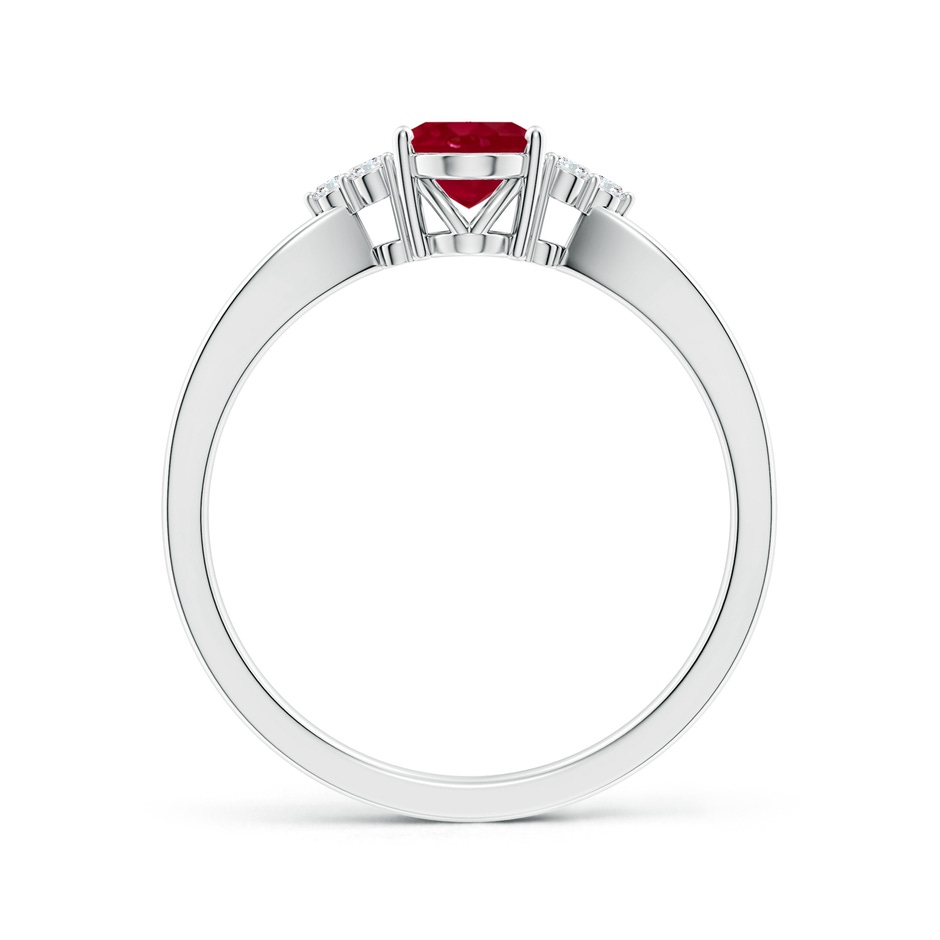7x5mm AA Solitaire Oval Ruby Split Shank Ring with Trio Diamonds in P950 Platinum side 199