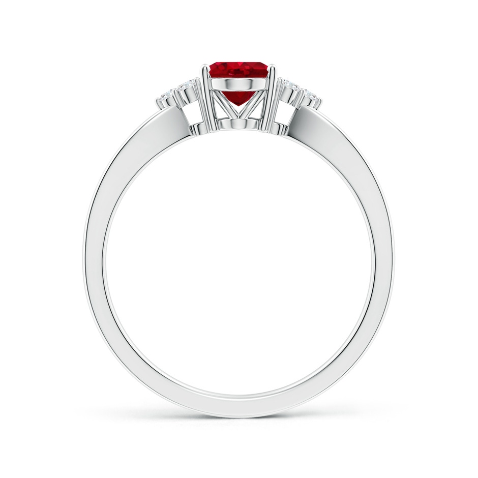 7x5mm AAA Solitaire Oval Ruby Split Shank Ring with Trio Diamonds in P950 Platinum side 199
