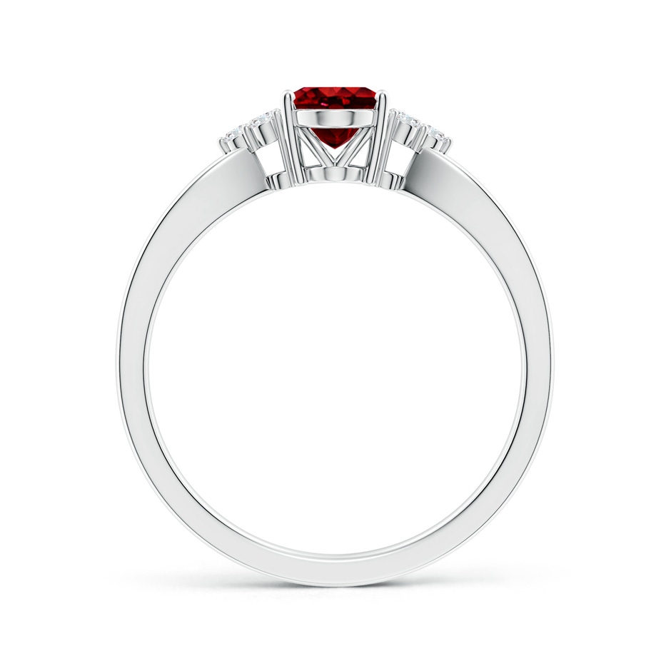 7x5mm AAAA Solitaire Oval Ruby Split Shank Ring with Trio Diamonds in White Gold side 199